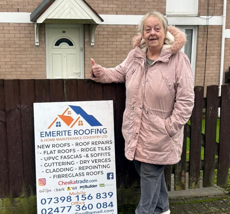 Happy Emerite Roofing customer in Coventry